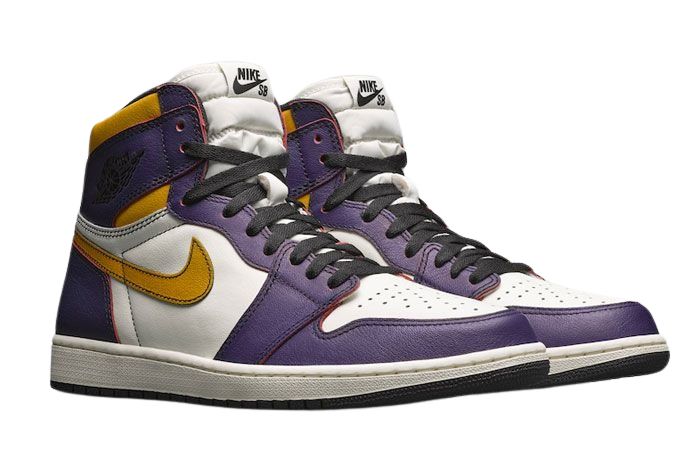 Jordan 1st generation Nike dunk sb X AJ1 Scratch Laker purple gold color